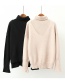 Fashion White Stitching Design Pure Color Sweater