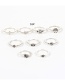 Fashion Silver Color Anchor&flower Decorated Ring Sets(9pcs)