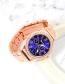 Fashion Plum Red Diamond Decorated Round Dial Watch