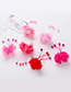 Lovely Watermelon Red Flower Decorated Taseel Design Hair Claw
