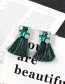 Fashion Dark Green Geometric Shape Diamond Decorated Tassel Earrings