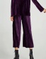 Elegant Purple Pure Color Decorated Wide-leg Trousers