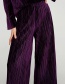 Elegant Purple Pure Color Decorated Wide-leg Trousers