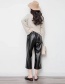 Fashion Black Pure Color Decorated Wide-leg Trousers