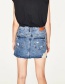 Trendy Blue Holes Design Simple Denim Skirt