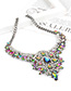 Fashion Blue+champagne Oval Shape Decorated Necklace