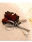 Lovely Khaki Flower&diamond Decorated Bowknot Brooch