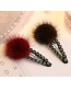 Lovely Claret Red Fuzzy Ball Decorated Pom Hairpin