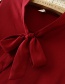 Elegant Claret-red Bowknot Shape Decorated Shirt