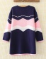 Elegant Navy Color-matching Decorated Sweater