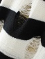 Personality White+black Hole Decorated Round Neckline Sweater