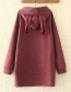 Fashion Purple+red Color-matching Decorated Hoodie
