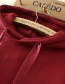 Fashion Red Pure Color Decorated Hoodie