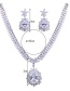 Elegant Silver Color Oval Shape Diamond Decorated Jewelry Sets
