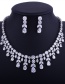 Elegant Silver Color Oval Shape Decorated Jewelry Sets