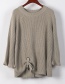 Fashion Beige Lacing Decorated Sweater