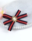 Elegant Red+navy Oval Shape Decorated Bowknot Brooch