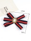 Elegant Red+navy Oval Shape Decorated Bowknot Brooch