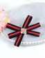 Elegant Red+navy Flower Shape Decorated Bowknot Brooch
