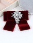 Fashion Claret Red Oval Shape Decorated Bowknot Brooch