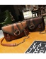 Fashion Dark Brown Lock Decorated Shoulder Bag