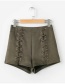 Fashion Light Coffee Bandage Decorated Shorts