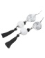Fashion White Ball&tassel Decorated Pom Earrings