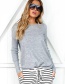 Fashion Gray Pure Color Decorated Sweater