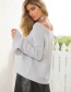 Fashion Light Gray Pure Color Decorated Sweater