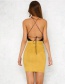Fashion Yellow Lacing Decorated Skirt