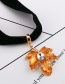 Fashion Black+orange Leaf Shape Decorated Necklace