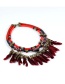 Fashion Claret Red Feather Decorated Necklace