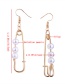 Fashion Gold Colour+white Pin Shape Decorated Earrings