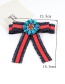 Trendy Navy+red Flower Shape Decorated Bowknot Brooch