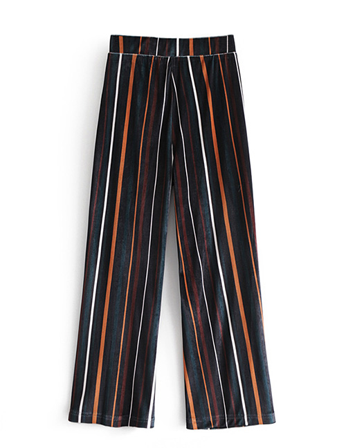 Trendy Multi-color Stripe Pattern Decorated Trousers