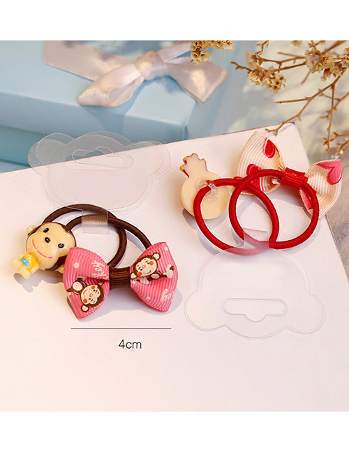 Fashion Red+beige Bowknot Shape Decorated Hair Band (1pair)