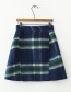 Fashion Blue+green Gird Pattern Decorated Skirt