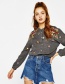 Fashion Gray Embroidery Flowers Decorated Shirt