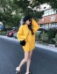 Fashion Yellow Grid Shape Design Pure Color Sweater