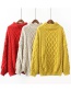 Fashion Red Grid Shape Design Pure Color Sweater