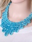 Vintage Sapphire Blue Oval Shape Diamond Decorated Hand-woven Necklace