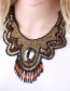 Vintage Gold Color Beads&diamond Decorated Tassel Necklace