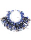 Vintage Sapphire Blue Geometric Shape Diamond Decorated Necklace