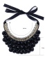 Vintage Black Pure Color Decorated Hand-woven Necklace