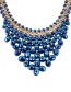Vintage Sapphire Blue V Shape Design Pure Color Necklace