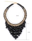 Vintage Black V Shape Design Pure Color Necklace