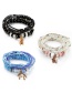 Vintage Blue Beads Decorated Multi-layer Tassel Bracelet