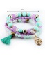 Vintage Light Purple+blue Circular Ring&tassel Decorated Beads Bracelet