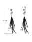 Trendy Black Feather Pendant Decorated Long Earrings