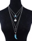 Fashion Silver Color Ivory Pendant Decorated Long Necklace